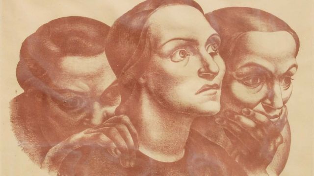 OTERO LAMAS, MARÍA
Tres figuras (1934, litografía, 44,7 x 59,7 cm)